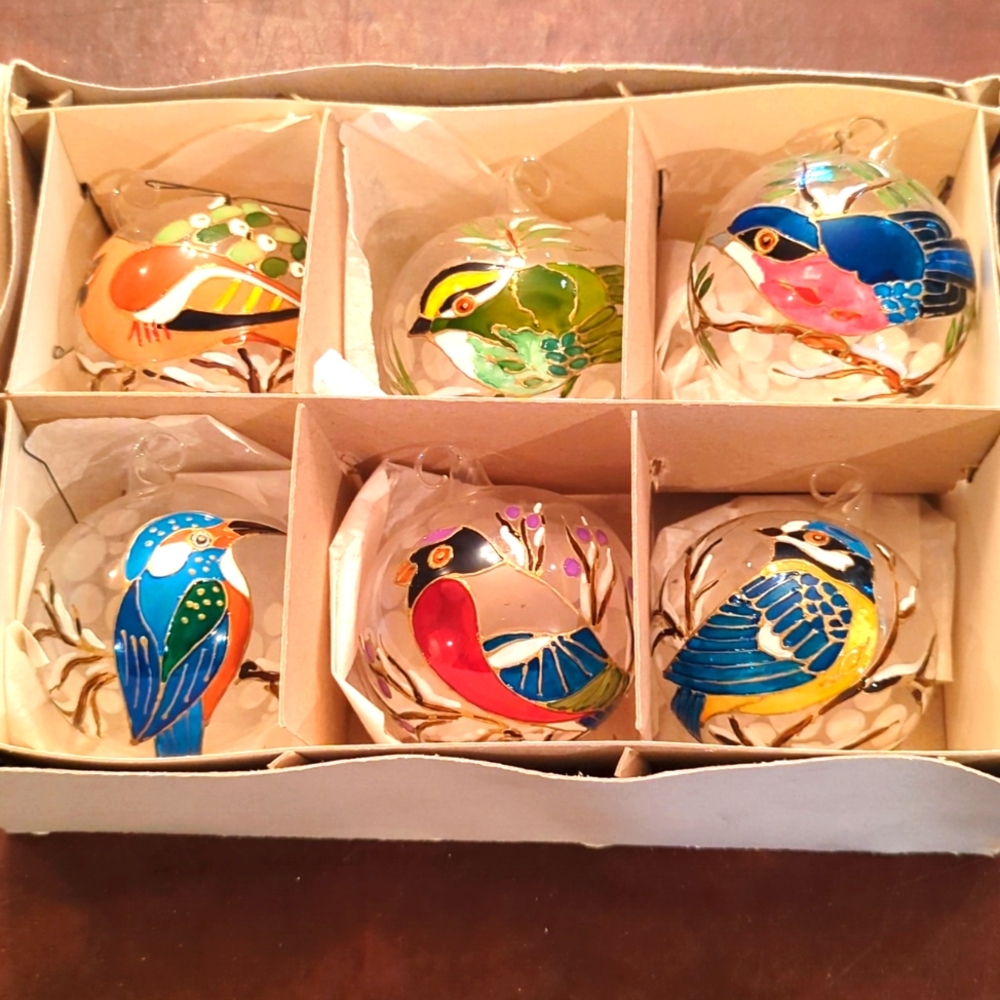 Cloisonne Bird Scenes set of 6